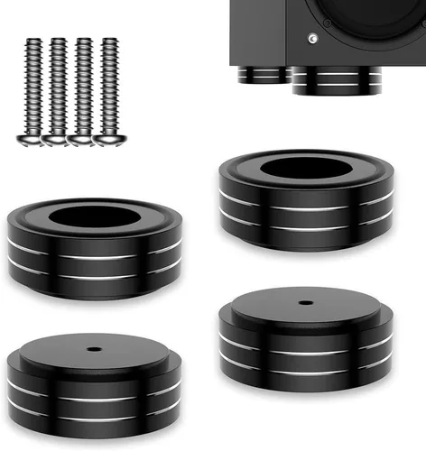 Viborg Altavoces de alta fidelidad, almohadillas de aislamiento para pies de 2.283 x 0.866 in, 4 amortiguadores de audio de aluminio, aislador de