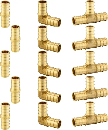 Vista 4 de Tubería Pex-b de 1/2 pulgada (2 x 75 pies = 150 pies, roja y azul), kit de bricolaje con accesorios, accesorio de engarzado, herramienta