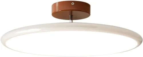 Vista 6 de Round Semi Flush Mount Ceiling Light Retro Adjustable Three Color Temperature Eye Protection Indoor Lamp for Bedroom Office Kitchen Living Yellow