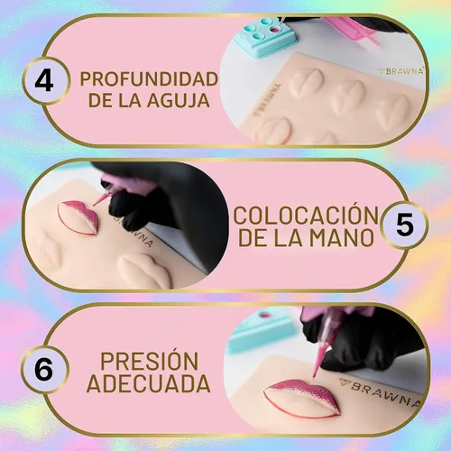 Vista 7 de BRAWNA 3D Lip PMU Practice Skin - 10 formas de labios - Piel de práctica de tatuaje de labios - Suministros PMU