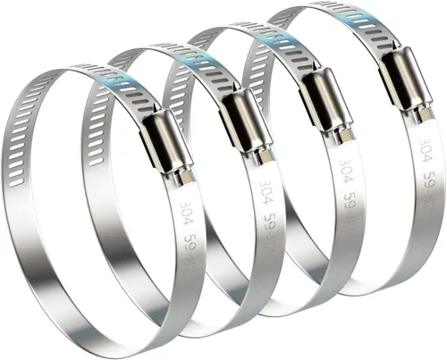 NEBURORA Abrazadera de manguera de 3 pulgadas ajustable de acero inoxidable 304, paquete de 4 abrazaderas de engranaje helicoidal de 2.4 a 3.2