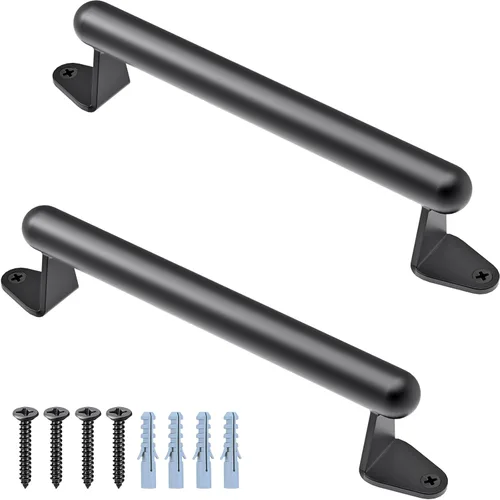 Vista 8 de SELEWARE Manija de puerta de granero, mango de puerta de metal resistente de 12 pulgadas para puerta corrediza de garaje de granero, barra