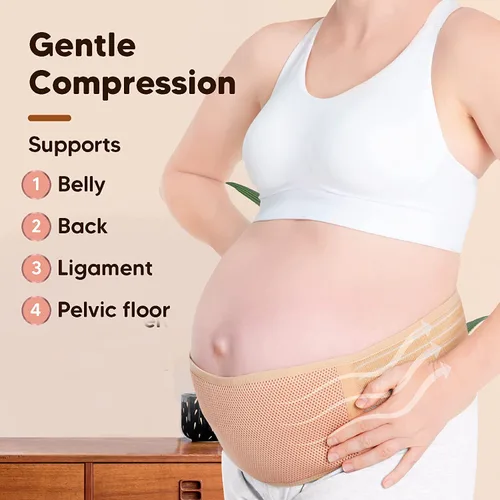 Vista 2 de sugfon Banda para el vientre de maternidad, cinturón de apoyo para embarazo, soporte transpirable para el vientre para mujeres embarazadas, cinturón