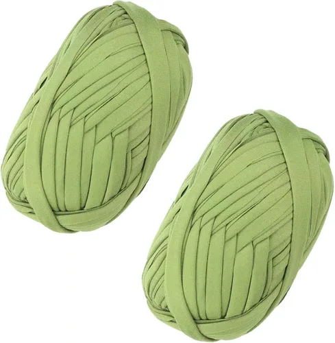 Vista 55 de SIMEIQI 2 piezas de tela elástica para camisetas, hilo de crochet para tejer DIY, hilo de punto grueso tipo espagueti para proyectos de bolsos