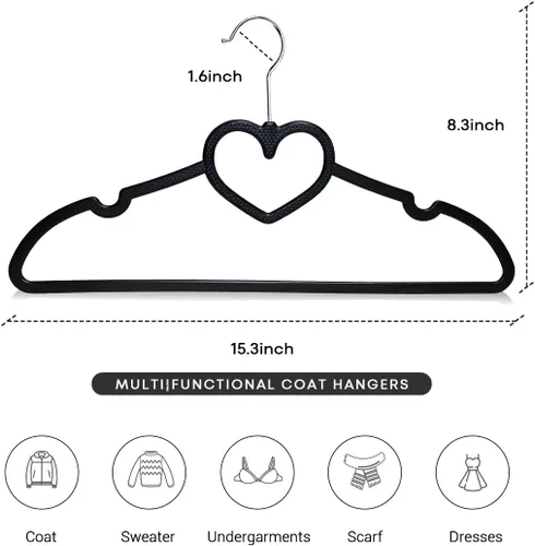 Vista 2 de perchas de plástico, paquete de 20 unidades, perchas negras delgadas y ultrafinas que ahorran espacio - Lindas perchas con gancho giratorio de 360