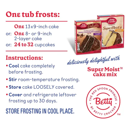 Vista 6 de Betty Crocker Glaseado de chocolate con leche rico y cremoso, sin gluten, 16 onzas