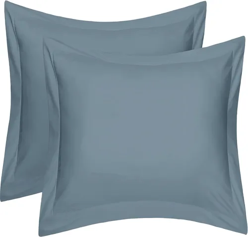 Vista 10 de Juego de 2 fundas de almohada de 600 hilos, suaves, 100% algodón egipcio, cuadrado europeo de 26 x 26 pulgadas, decorativas, fundas de almohada Negro