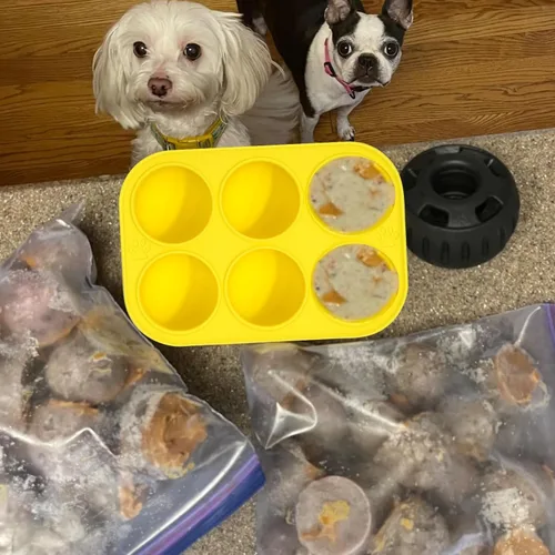 Vista 3 de BABORUI Moldes de silicona de 6 cavidades para golosinas de perro para Woof Pupsicle y Power Chewer Pupsicle Grande 25-75lbs, moldes reutilizables