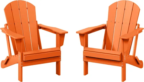 Vista 20 de WestinTrends Malibu - Juego de 2 sillas Adirondack plegables de polietileno para exteriores, color blanco