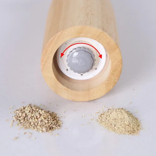 Vista 4 de KKC HOME ACCENTS Molinillo de pimienta de madera, molinillo de pimienta de madera, recargable, 10 pulgadas, madera de goma, molinillo de sal, núcleo