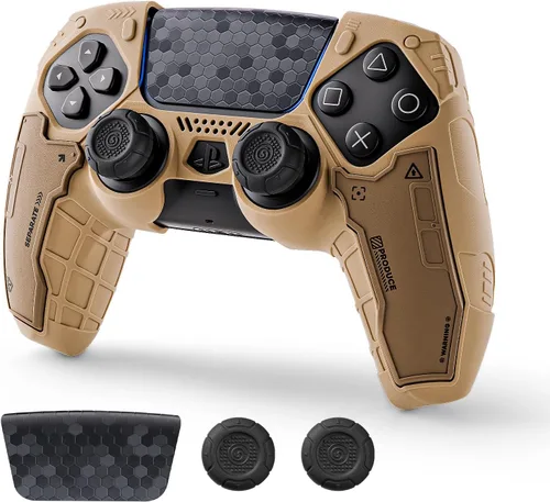 Vista 8 de GeekShare G.S.TAC Tactical PS5 Controller Skin Set, Anti-Slip Silicone Protective Cover Skin Case for PS5 Wireless Controller with 2 Thumb Grip Caps