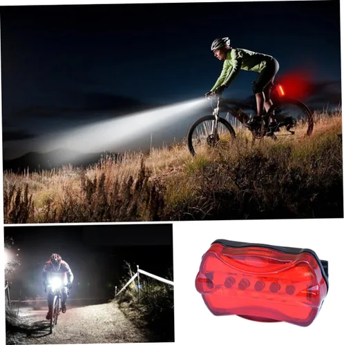 Vista 3 de Lámpara de bicicleta 5led Mountain Bike impermeable faro trasero combinación para negro impermeable faro trasero luz combinada