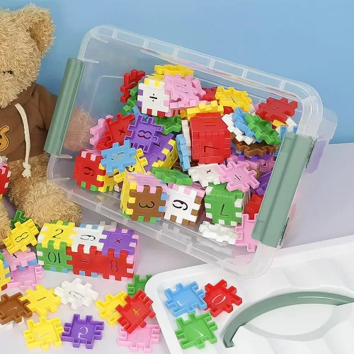 Vista 4 de Kiddream Paquete de 6 contenedores de almacenamiento de plástico transparente con tapas, contenedor de almacenamiento con pestillo