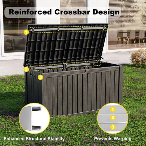 Vista 40 de DRATO Cajas de terraza, caja de almacenamiento al aire libre de 30 galones para cojín de patio, herramientas de jardín, impermeable y resistente a