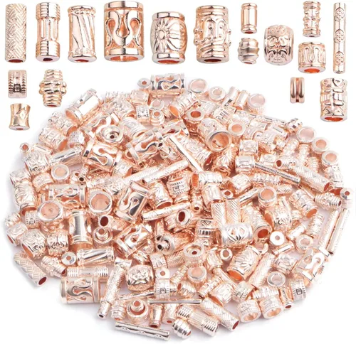 Vista 11 de BronaGrand 3.53 oz (alrededor de 220-300 unidades) cuentas espaciadoras de columna de oro antiguo, abalorios, collares, dijes, accesorios para Oro