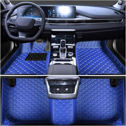 Personaliza las alfombrillas de cuero de lujo de protección para todo tipo de clima para automóviles, SUV y camiones según el modelo automotriz azul