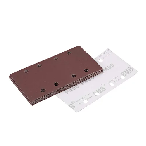 Vista 9 de uxcell 40 Grit 1/3 Lijadora Hoja Lijadora Papel de lija Almohadillas de Gancho y Bucle 8 Agujeros 10pcs