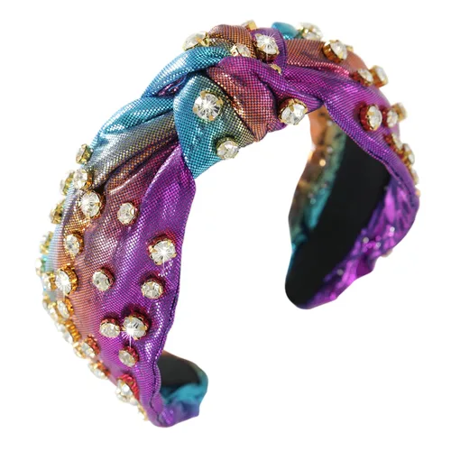 Vista 25 de Diadema anudada de perlas para mujer, diadema con brillantes diamantes de imitación, adornada con cristales, diadema ancha con nudo, accesorio