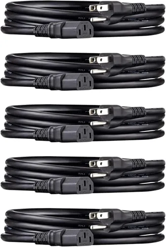 Vista 11 de Yaxa Basics Cable de alimentación para PC, 15 pies, Cable de alimentación AC para monitor, computadora, TV, 3 clavijas, 18 AWG, 125 voltios, negro