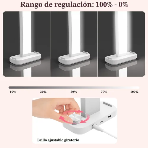Vista 6 de iVict Lámpara de Escritorio para Uñas, Luz Técnica para Uñas de 34" con Soporte para Teléfono, Brillo Ajustable 0-100%, Temperatura de Color LED