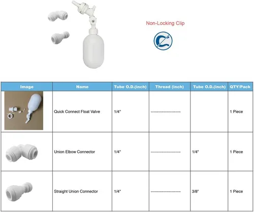 Vista 2 de Válvula de flotador de plástico usada con tubo de 3/8 y 1/4 pulgadas, interruptor de flotador de bola flotante para llenado automático del tanque
