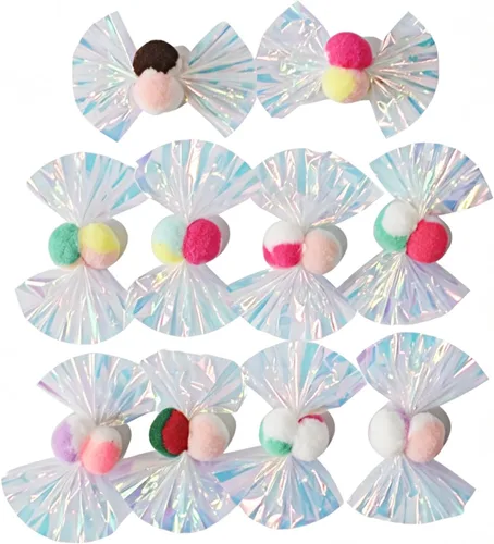 Vista 3 de IUHKBH Cat Crinkle Toy, 10 PCS Shiny Bow Interactive Cat Toys Self Play Mylar Crinkler Kitten Toy for Indoor Self Entertainment