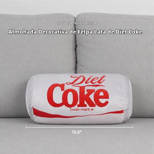 Vista 2 de Mark Feldstein & Associates - Almohada de felpa bordada clásica gris con diseño de lata de Coca Cola Diet Coke, 33 cm