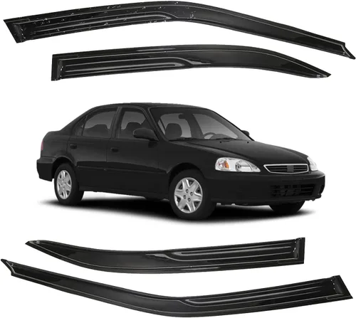Vista 28 de Viseras para ventanas para Mazda 3 Sedán 4 puertas 2004 2005 2006 2007 2008 2009 estilo JDM Mugen, deflector de viento, protector solar y de lluvia