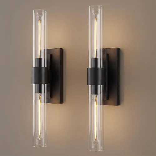 Vista 16 de Apliques de pared cromados, apliques de baño de 22.8 pulgadas, apliques de pared para interiores arriba y abajo, juego de dos apliques de pared