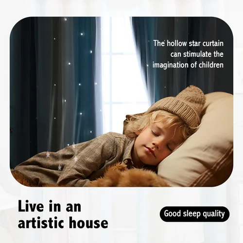 Vista 3 de Cortinas opacas con estrellas de Anytime para habitaciones de niñas, cortina de princesa para habitación de hija, ventana de dormitorio