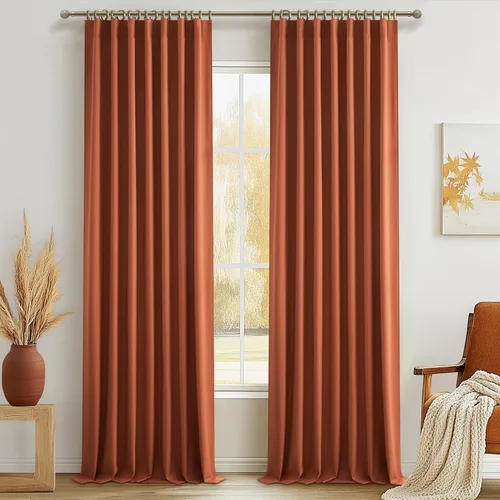 Vista 21 de Juego de 2 cortinas 100% opacas, 84 pulgadas de largo, dormitorio, estéticas, aislamiento térmico, eficiencia energética, mezcla de algodón y lino