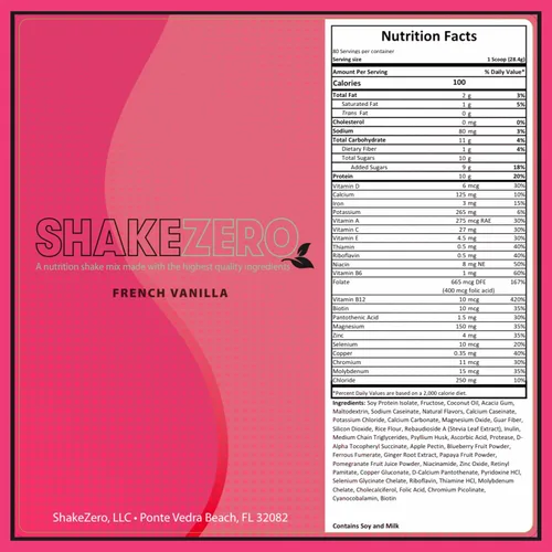 Vista 7 de Shakezero - Mezcla de batido de proteína en polvo de sustitución de comida de vainilla francesa (paquete de 1-5 libras)