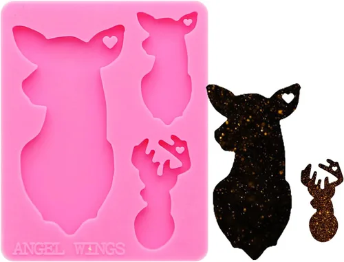 Angel Wings Molde de silicona de resina súper brillante para mamá y bebé, molde de resina, llavero de resina epoxi, molde de resina epoxi, resina