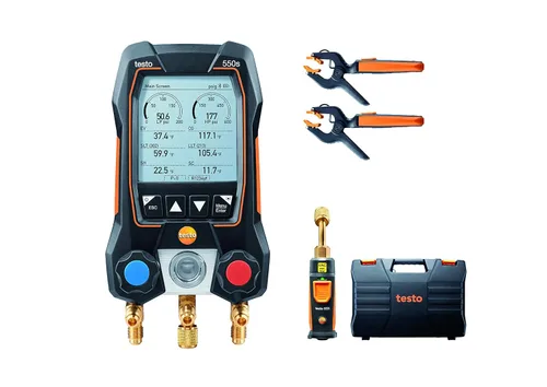 Vista 13 de Testo 550s Smart Kit - Colector digital con válvula de 2 vías, sondas de temperatura 115i (x2), sonda de vacío 552i, juego de mangueras