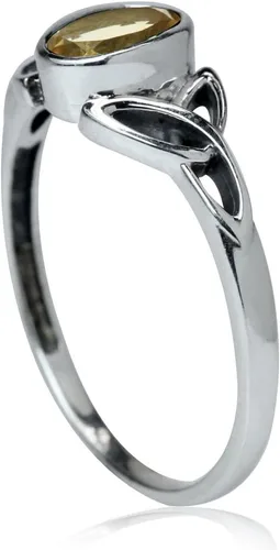 Vista 3 de Silvershake Anillo solitario de plata de ley 925 con forma ovalada de 0.276 x 0.197 in, chapado en oro blanco o chapado en oro amarillo de 18