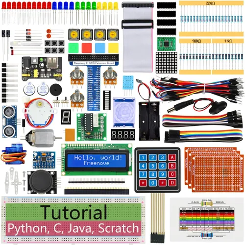Freenove Ultimate - Kit de inicio para Raspberry Pi 5 4 B 3 B+ 400 Zero 2 W, tutorial detallado de 962 páginas, código Python C Java Scratch