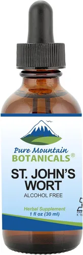 Pure Mountain Botanicals Tintura de hierba de San Juan - Suplemento vegano líquido Kosher de hierba de San Juan sin alcohol, 500 mg