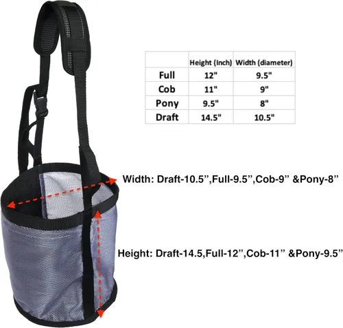 Vista 2 de Majestic Ally Bolsa de alimentación para caballos, bolsa de alimentación de malla de nailon resistente, correa ajustable con cierre duradero