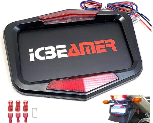 Vista 8 de ICBEAMER Marcos de placa de fibra de carbono negra, 2 agujeros de tornillo preperforados con kit de instalación, ajuste universal, seguro