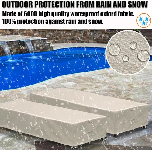 Vista 4 de Funda para tumbona para exteriores, 1 paquete de fundas para sillas de patio, impermeables, 600D, material resistente a la intemperie, protección
