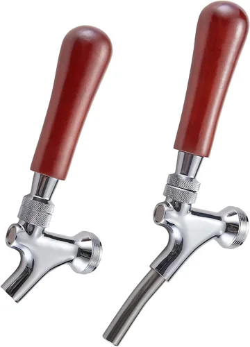 Vista 4 de Mango de grifo de cerveza de 4 piezas, grifo de madera de primera calidad, mango de estilo clásico marrón rústico, rosca de 3/8 a 16 para la mayoría