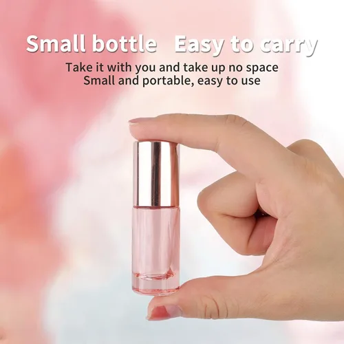 Vista 6 de Kesell 14 paquetes de botellas roll-on de 5 ml, de vidrio transparente rosa, vacías, recargables, con muestras, con bolas de acero inoxidable