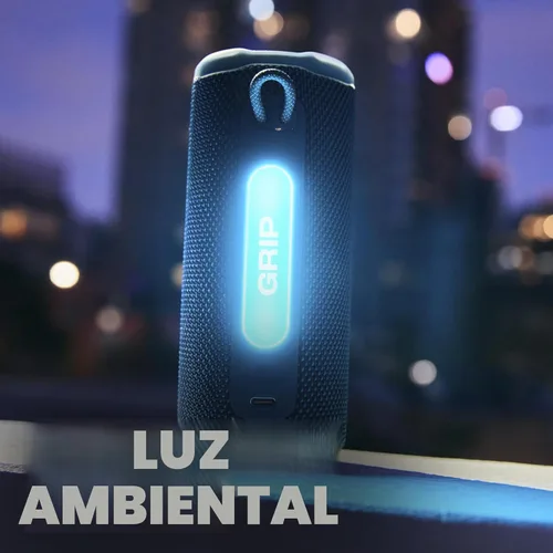 Vista 7 de JBL Grip - Altavoz Bluetooth compacto con sonido JBL Pro audaz y luz ambiental, hasta 14 horas de reproducción, resistente al agua, polvo y caídas