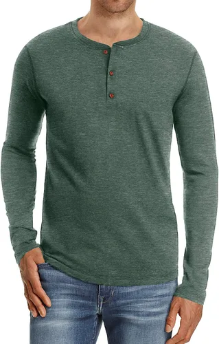 Nitagut - Camiseta Henley casual para hombre de solapa frontal de manga largacorta