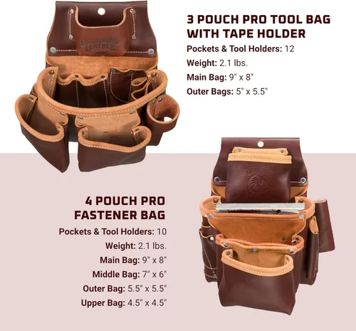 Vista 4 de Occidental Leather Set de Cinturón Portaherramientas de Siete Bolsillos - Talla Pequeña - 23 Bolsillos y Portaherramientas - Cuero Premium de Grano