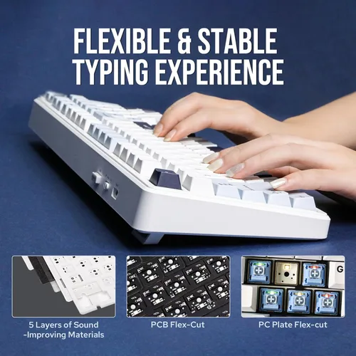 Vista 3 de EPOMAKER x Aula F99 - Teclado mecánico inalámbrico, junta intercambiable en caliente, teclado personalizado para juegos con relleno de cinco capas