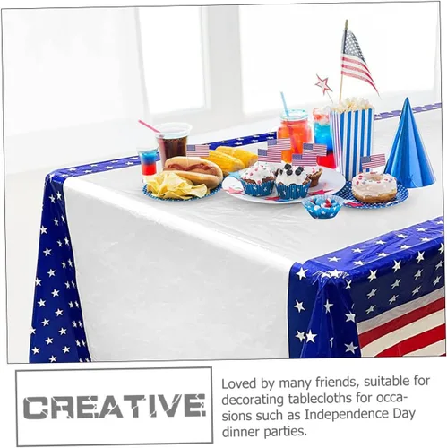 Vista 9 de Disposable Independence Day Tablecloth for Buffet Parties Patriotic Theme Party Table Cover and Use Kitchen Table Decoration