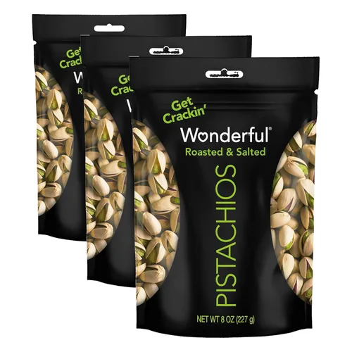 Vista 9 de Wonderful Pistachos con cáscara, nueces tostadas y saladas, bolsa de 8 onzas, aperitivo saludable, aperitivo proteico, elemento básico de la despensa
