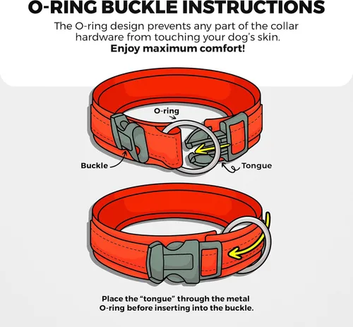 Vista 6 de BLAZIN Collar reflectante para perro con diseño de cierre de junta tórica para perros sensibles, acolchado de neopreno suave, collares para perros O