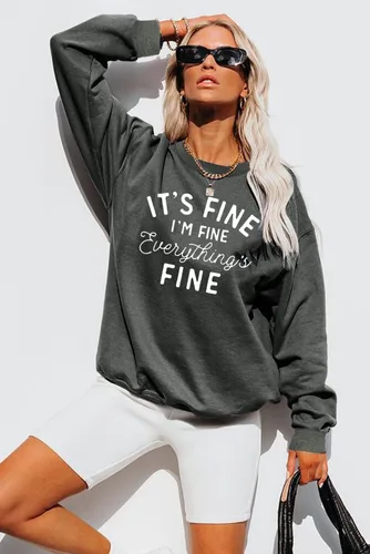 Vista 2 de Sudadera de gran tamaño para mujer, sudadera divertida con frases divertidas, casual, cuello redondo, suéter de manga larga para otoño